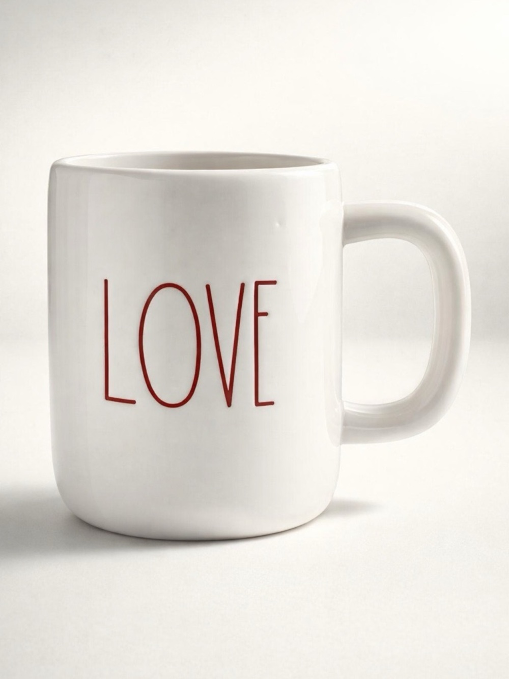Rae Dunn White Ceramic Mug with Red LOVE Lettering